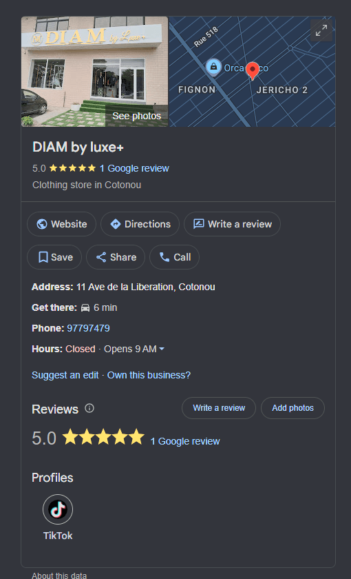 Façade diam's by luxe — Cotonou